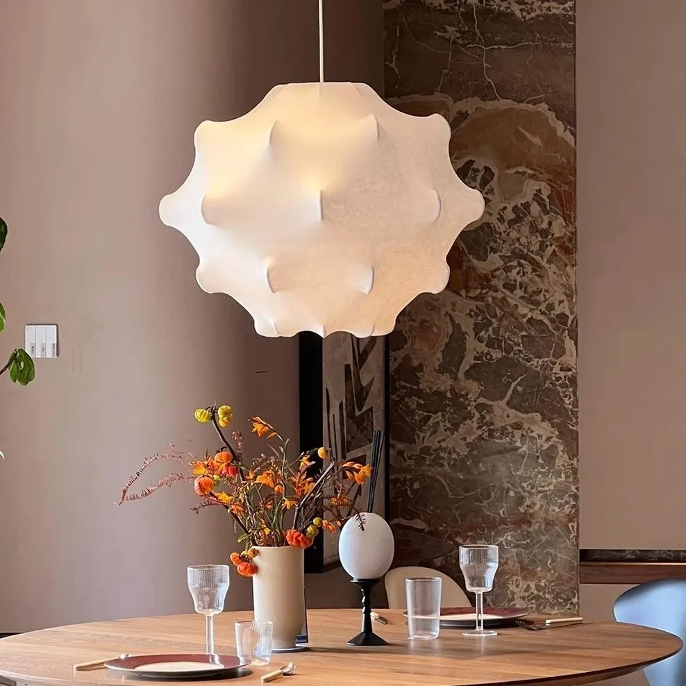 

Japanese Style Wabi-sabi Style Chandelier Creative LED Bedroom Study Silk Lamp Cream Style Retro Restaurant Bar Homestay Lamp