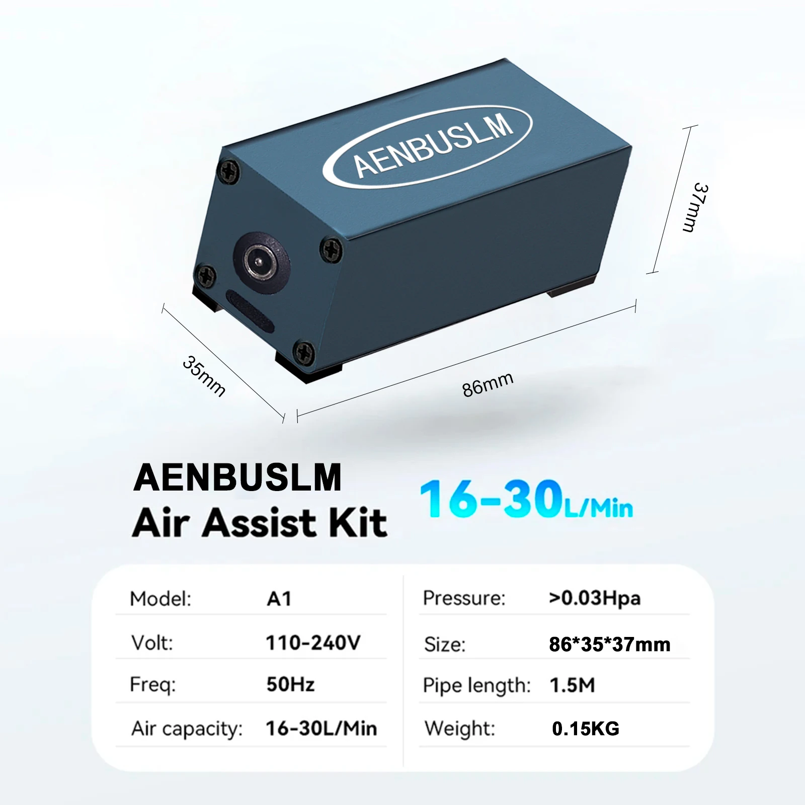 AENBUSLM Air Assist Pump for Laser Cutting 50Hz 16-30L/Min Laser Engraver Machine Adjustable Speed Laser Module Accessories