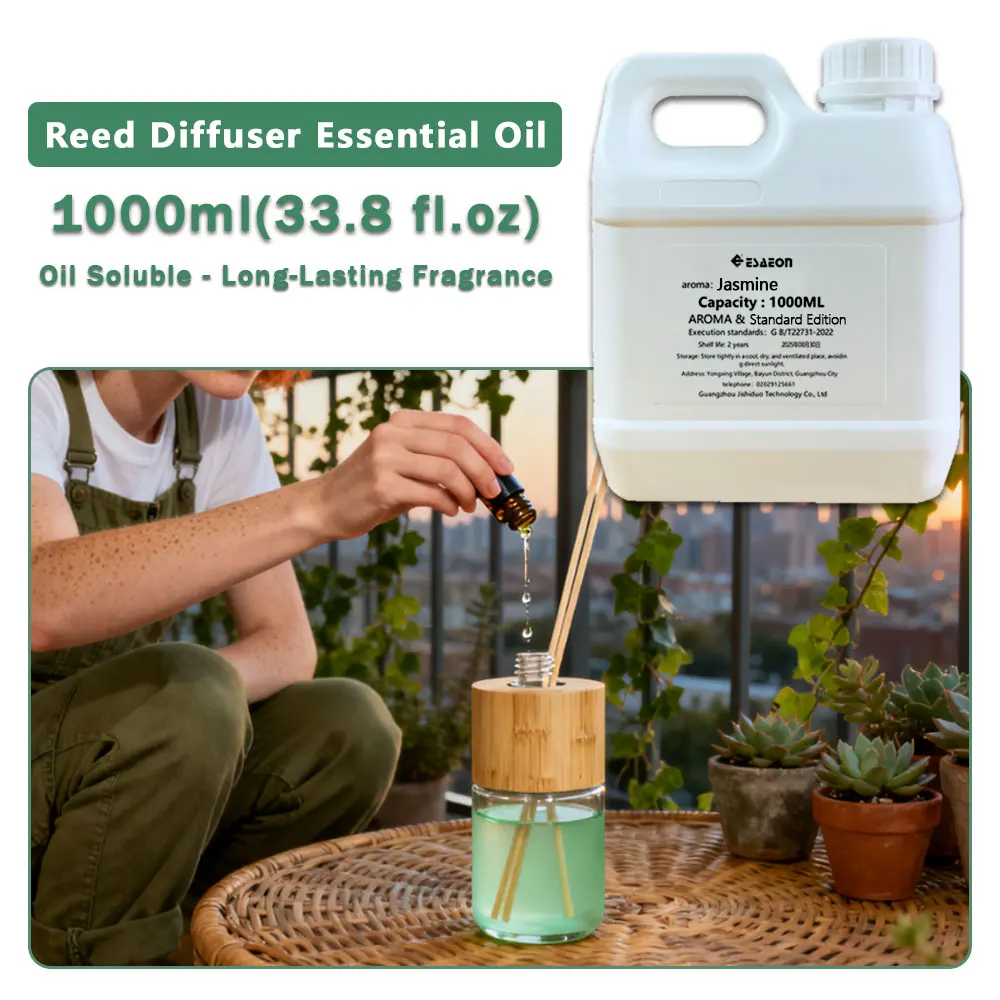 ESAEON Oily Aromatic Essential Oils - For Reed Diffusers & Vine Diffuser & Flameless Aromatherapy, Jasmine - 1000ML (33.8 fl.oz)