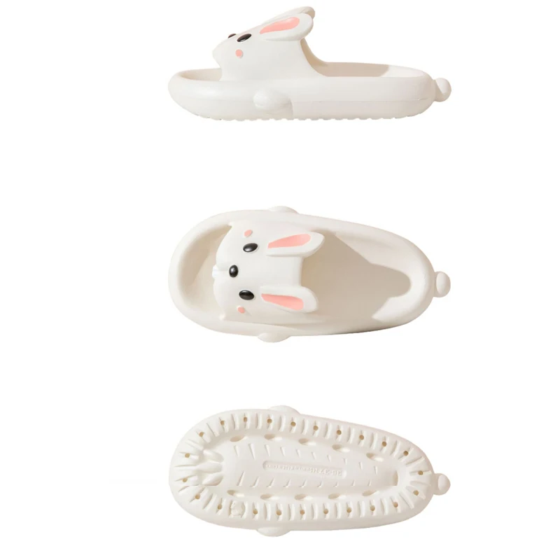 Zapatillas de casa antideslizantes para mujer y niño, chanclas con dibujos de conejo, suaves, para playa, Verano