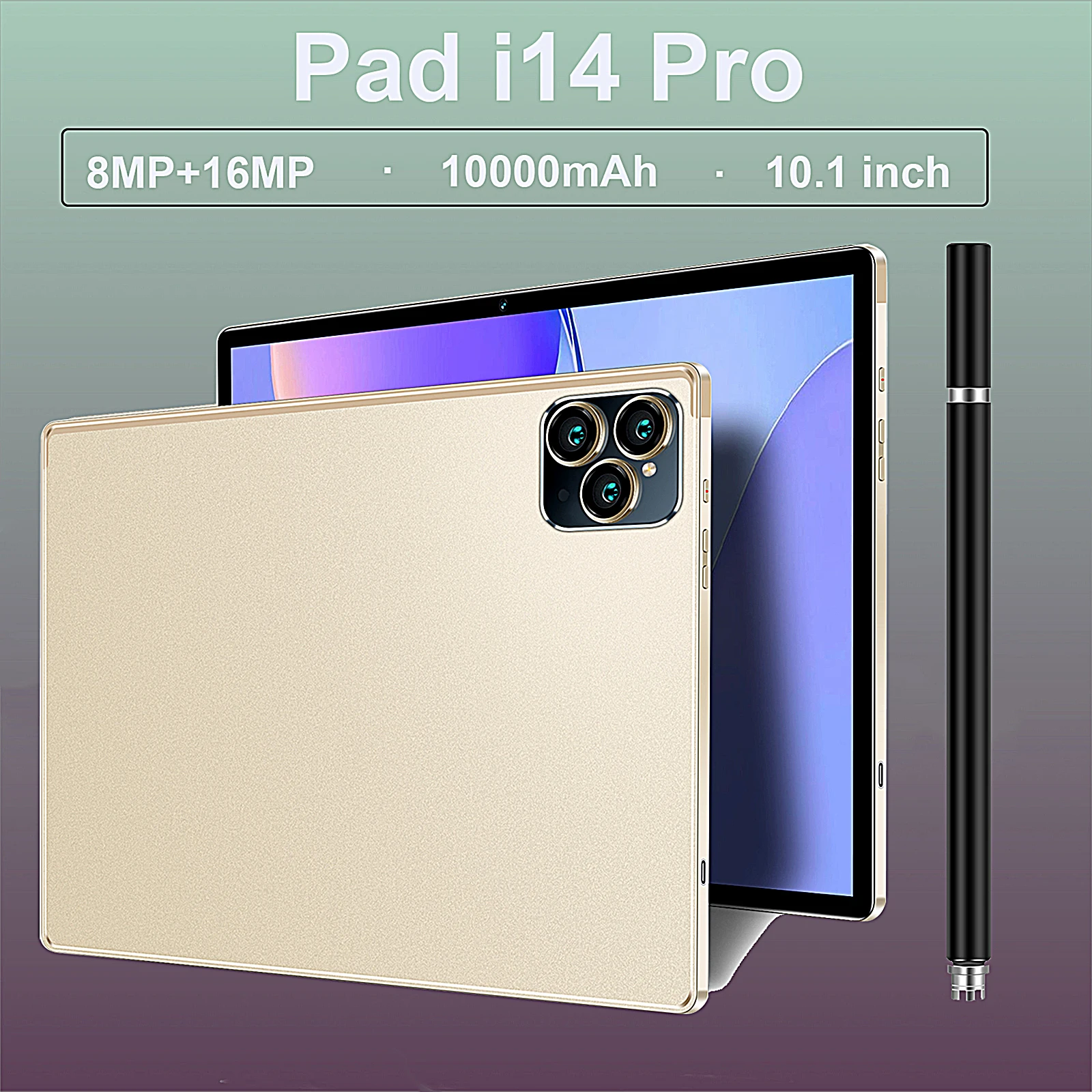 

Global Version Pad i14 Pro Tablet Android 10.1 inch 2560*1600 resolution 5G 12GB+512GB 8+16MP 10000mAh Fast processor Tablet