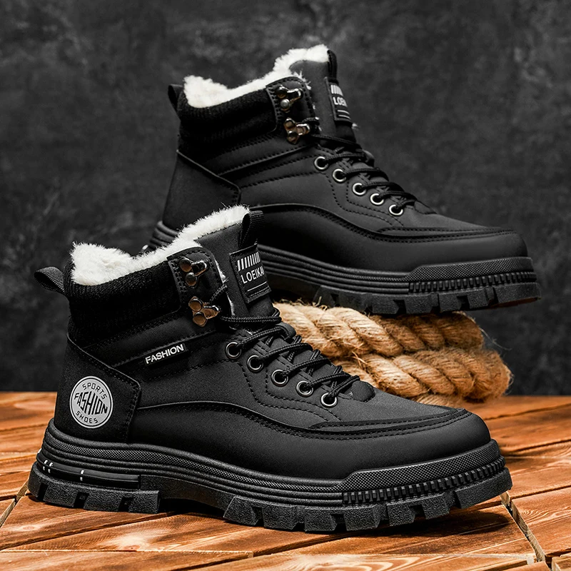 أحذية الثلوج الرجالية الجديدة لشتاء 2025، أحذية قطنية شتوية دافئة عالية الجودة من الصوف، أحذية عمل كلاسيكية #6