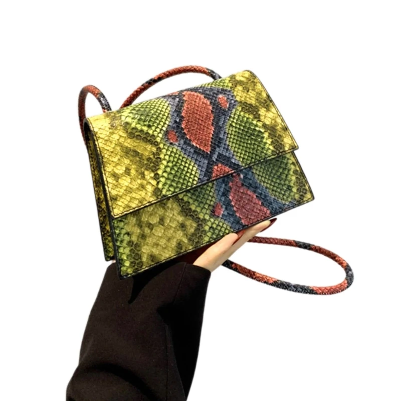 Fashionable Snake Skin Handbag Compact & Easy to Carry Shoulder Bag Commuting Bag PU Bag Durable Suitable for All Ages