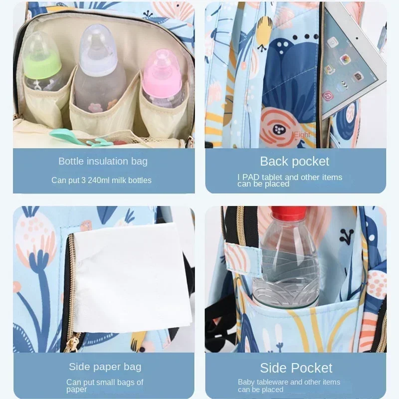 Fashion Print Nappy Backpack Bag Mummy Large Capacity Bag Mom Baby Multi-function Outdoor Travel Diaper Bags for Baby Care Stuff