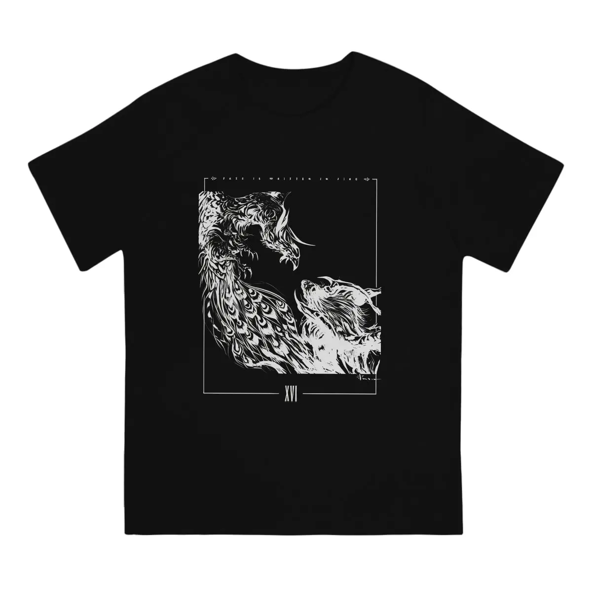 Men T-Shirt XVI FATE Monochrome Leisure Cotton Tees Short Sleeve Final Fantasy T Shirt O Neck Clothing Gift Idea