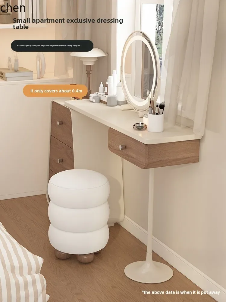 YY- Cream Style Makeup Table Dressing Table Chest of Drawers Integrated Bedside Makeup Table with Mirror