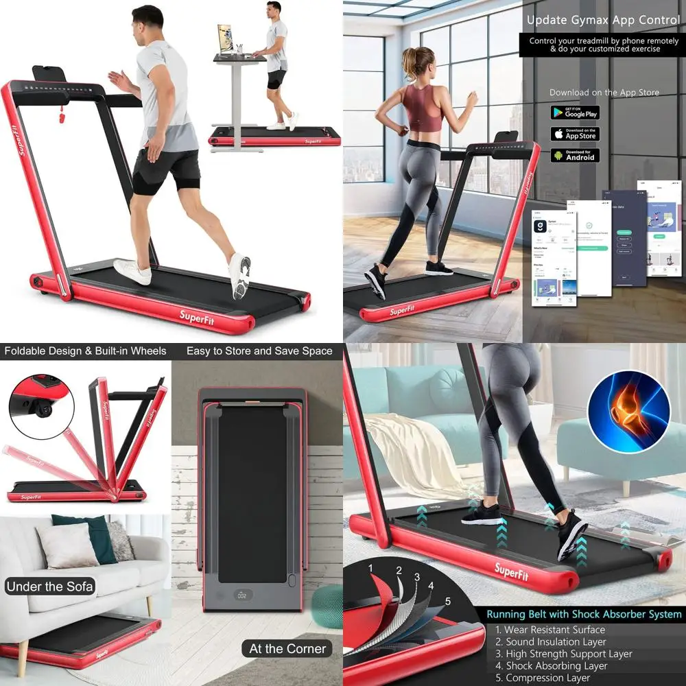 

Беговая дорожка под столом с двумя дисплеями, 2.25 л.с., Bluetooth-колонка, управление через приложение и пульт ДУ, идеально подходит для офиса или дома