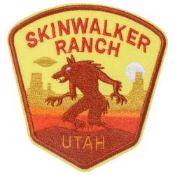 1PC Skinwalker Ranch Utah Embroidered Patch Werewolf UFO Badge DIY Gift Iron On Patches For Clothes Cap Jacket Trucker Hat