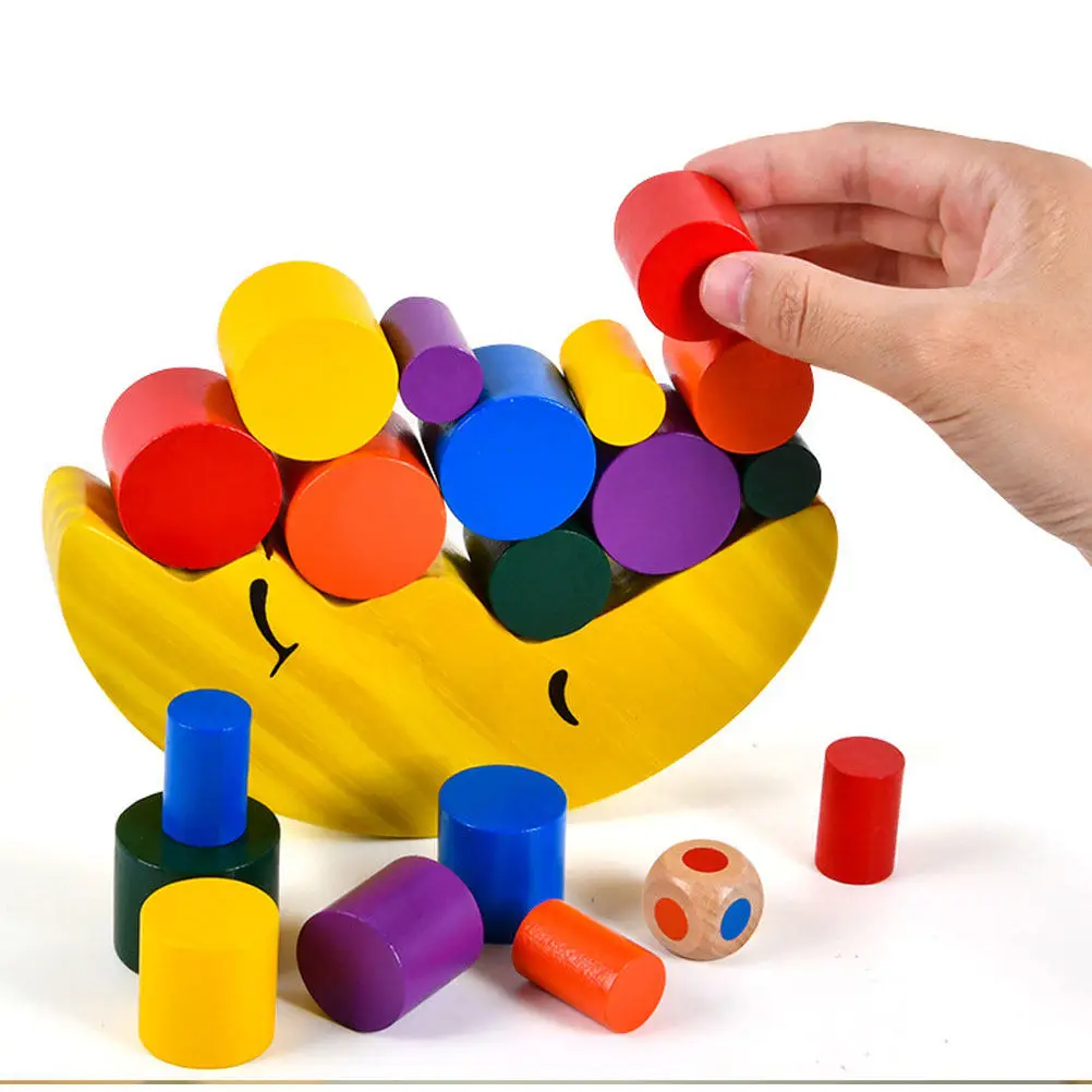 

1Set Wood Moon Balance Stacking Set Early Education Kids Logical Thinking Interactive Parent Child Play Educational Development