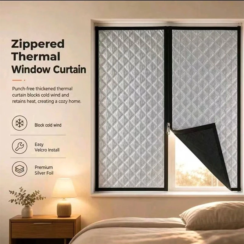 Graphene curtains, winter warm curtains, sealed windows, zipper style, no need for punching, customizable sizes