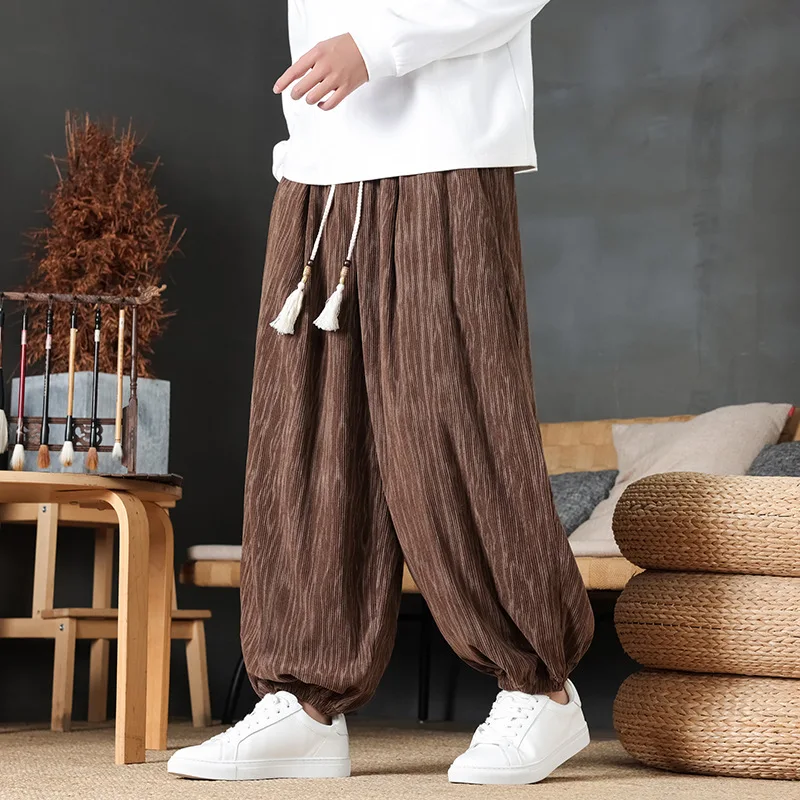 Autumn and Winter New Chinese Style Men's Trendy Corduroy Trousers Large Size Loose Casual Casual Bloomers