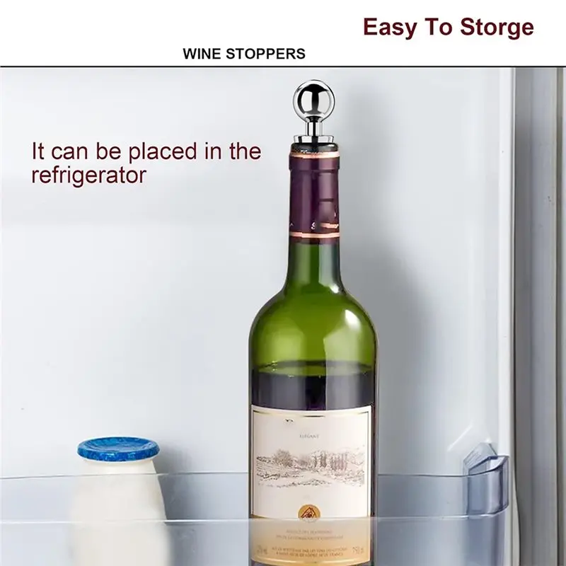 DT19-Silicone Reusable For Wine Corks Leak Proof- 6 Pack For Wine Stoppers For Wine Bottles With Vacuum Seal Silver