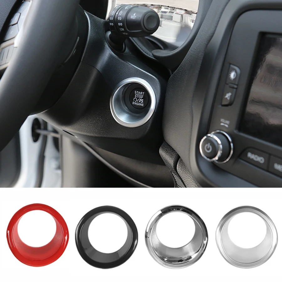 NHAUTP 1Pcs Car Interior Decoration ABS Engine Start Stop Button Trim Ring For Jeep Renegade 2015-2021 For Compass 2017-2020