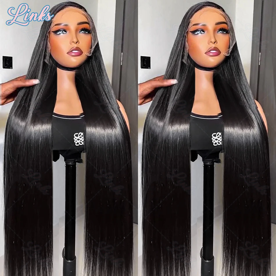 Links 40 Inch Sraight 13x6 HD Transparent Lace Front Wig 220 Density 13x4 Lace Frontal Human Hair 5x5 Closure Wigs For Women