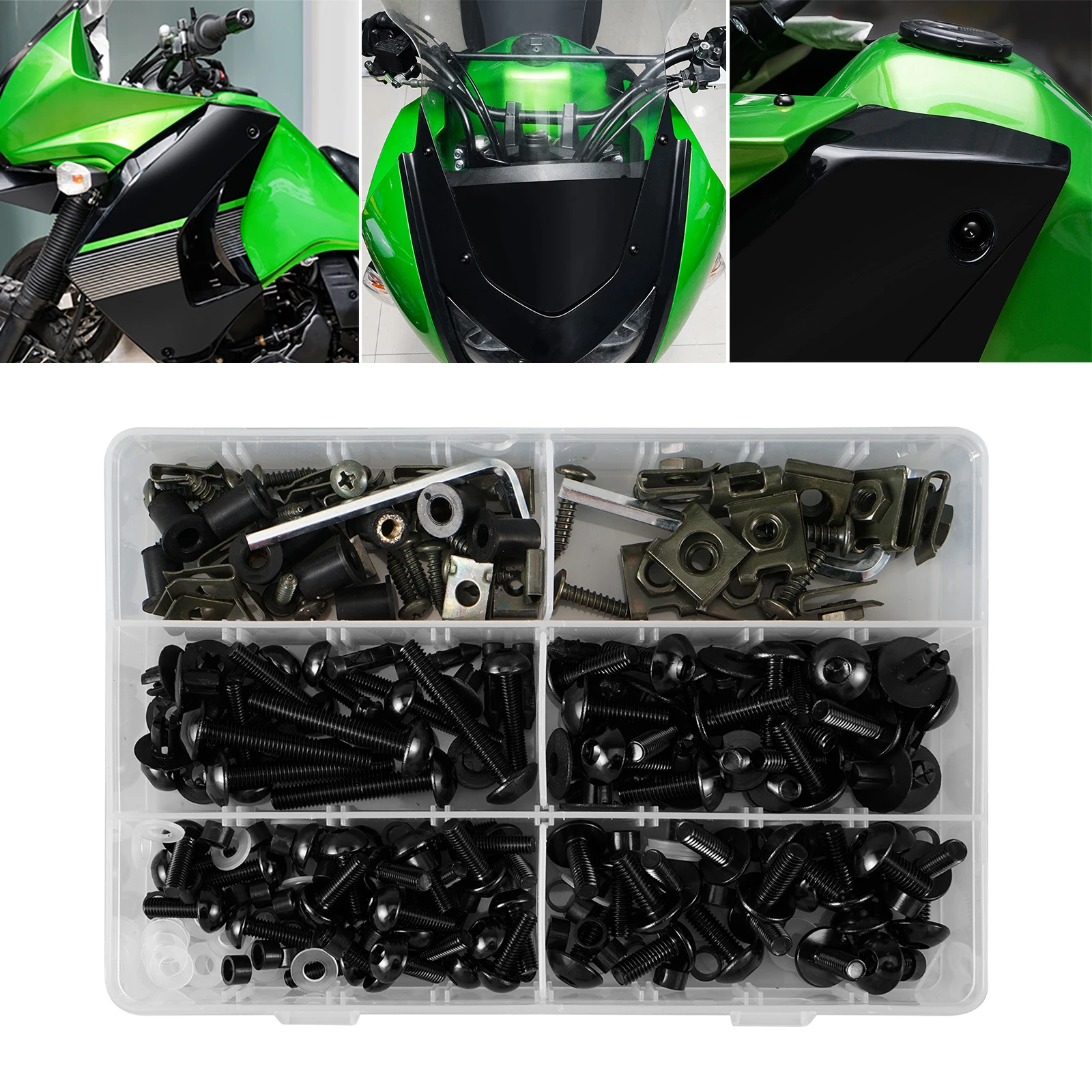 

253pcs Motorcycle M5 M6 Bolts Screws Washers Clips Fairing Bolt Kit for Kawasaki ZX10R ZX12R ZX14 ZX14R ZX6R ZX7R ZX9R ZZR600