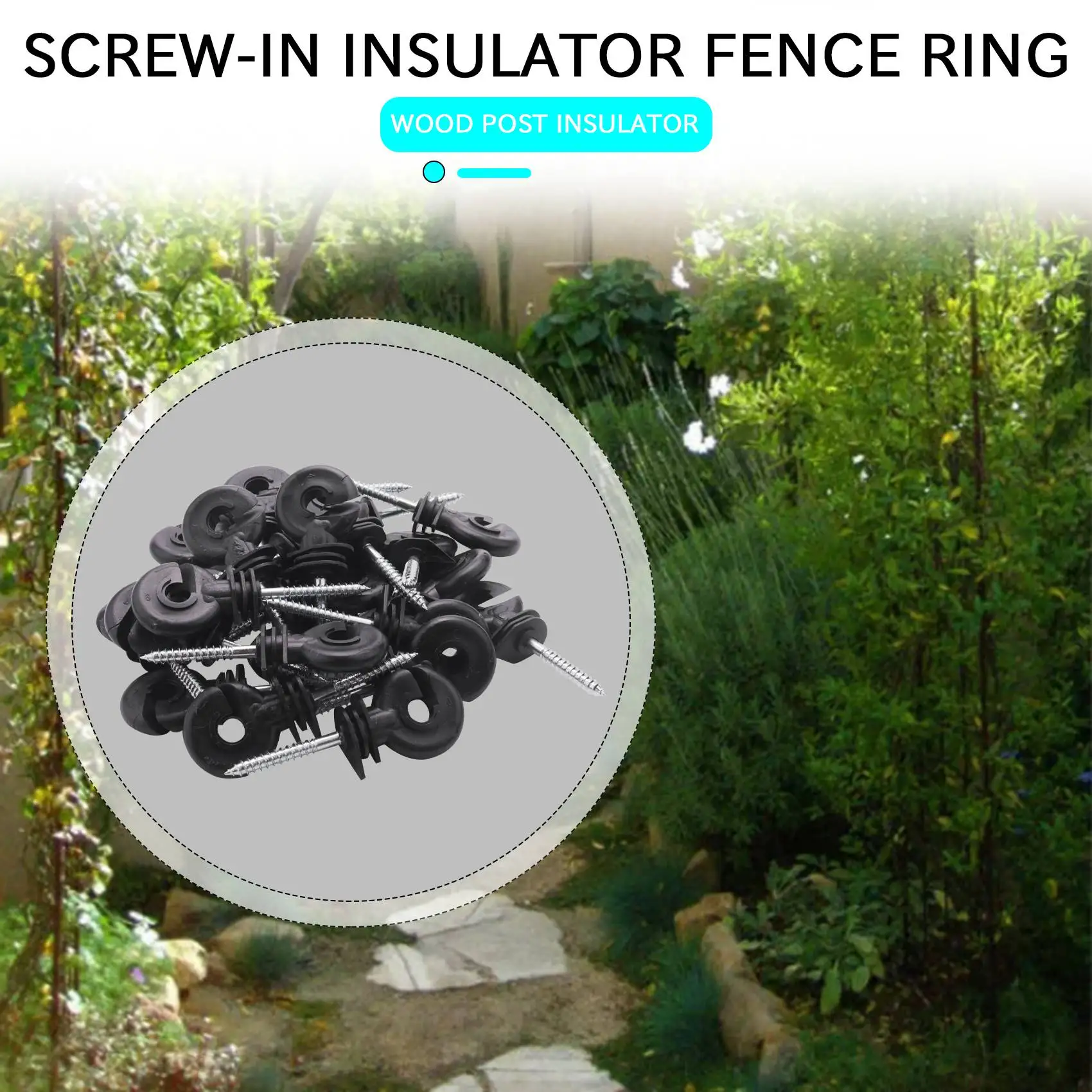 25Pcs Electric Fence Insulator Screw-in Insulator Fence Ring Post Wood Post Insulator,Livestock Fence Accessories