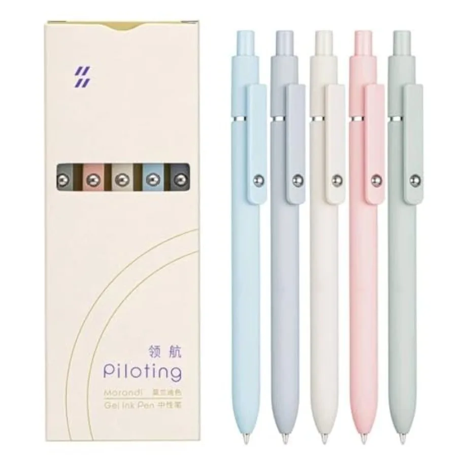 

5PCS Gel Pens Quick Dry Ink Pens Black Refill 0.5mm Fine Point Premium Retractable Ballpoint Pens Set