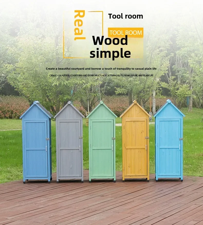 

Waterproof and sunscreen outdoor solid wood tool room locker gardening glove box