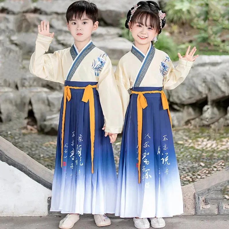 

Fashion Cosplay Boy Hanfu Suit Chinese Costume Halloween Children Clothes Cusual Chinese Traditional Dress Girls Show Kids Set