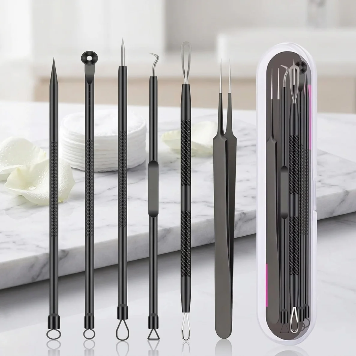 Kit de Herramientas para Eliminar Granos, 1/4/6 Piezas, Extractor de Puntos Negros, Juego de Agujas para Acné, Tratamiento para Eliminar Comedones, Puntos Blancos y Espinillas