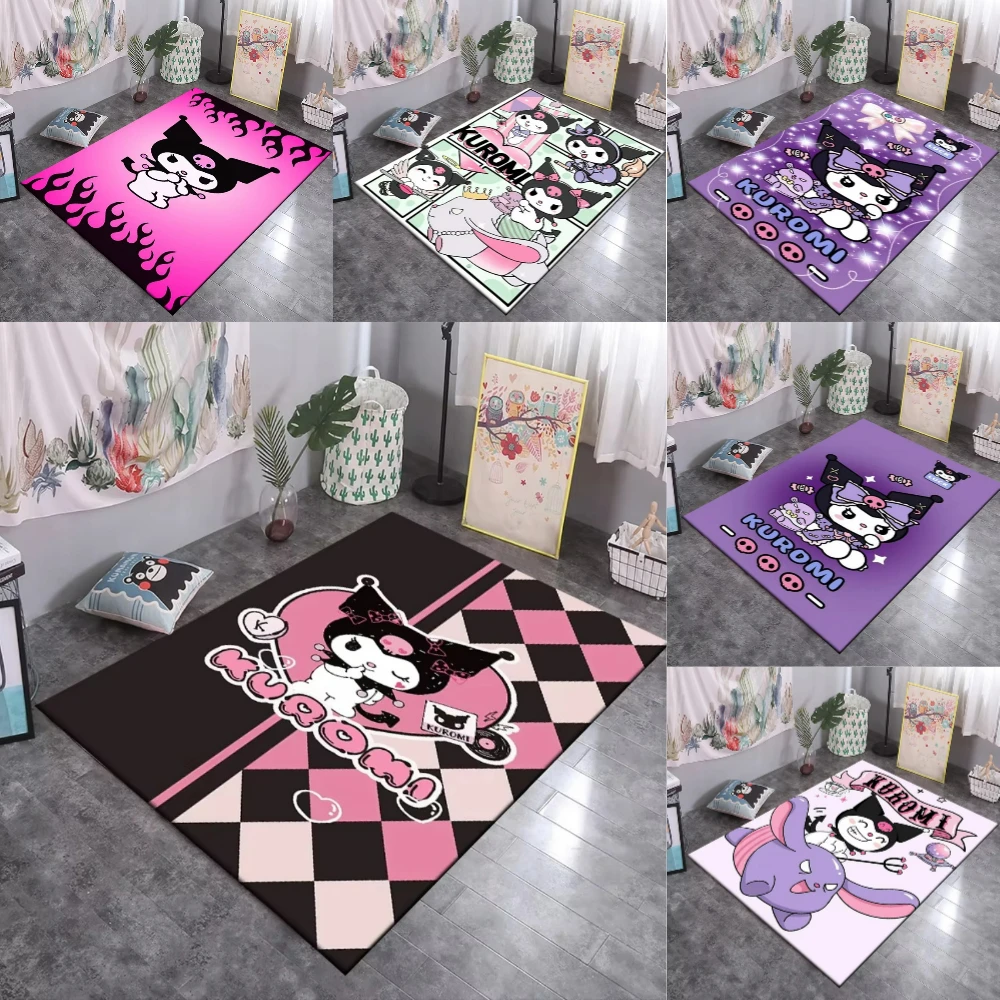 MINISO Kawai Sanrio Kuroiromi Carpet for Living Room Decor Girls Bedroom Bedside Leisure Study Desk Floor Mats Welcome Rug Gift