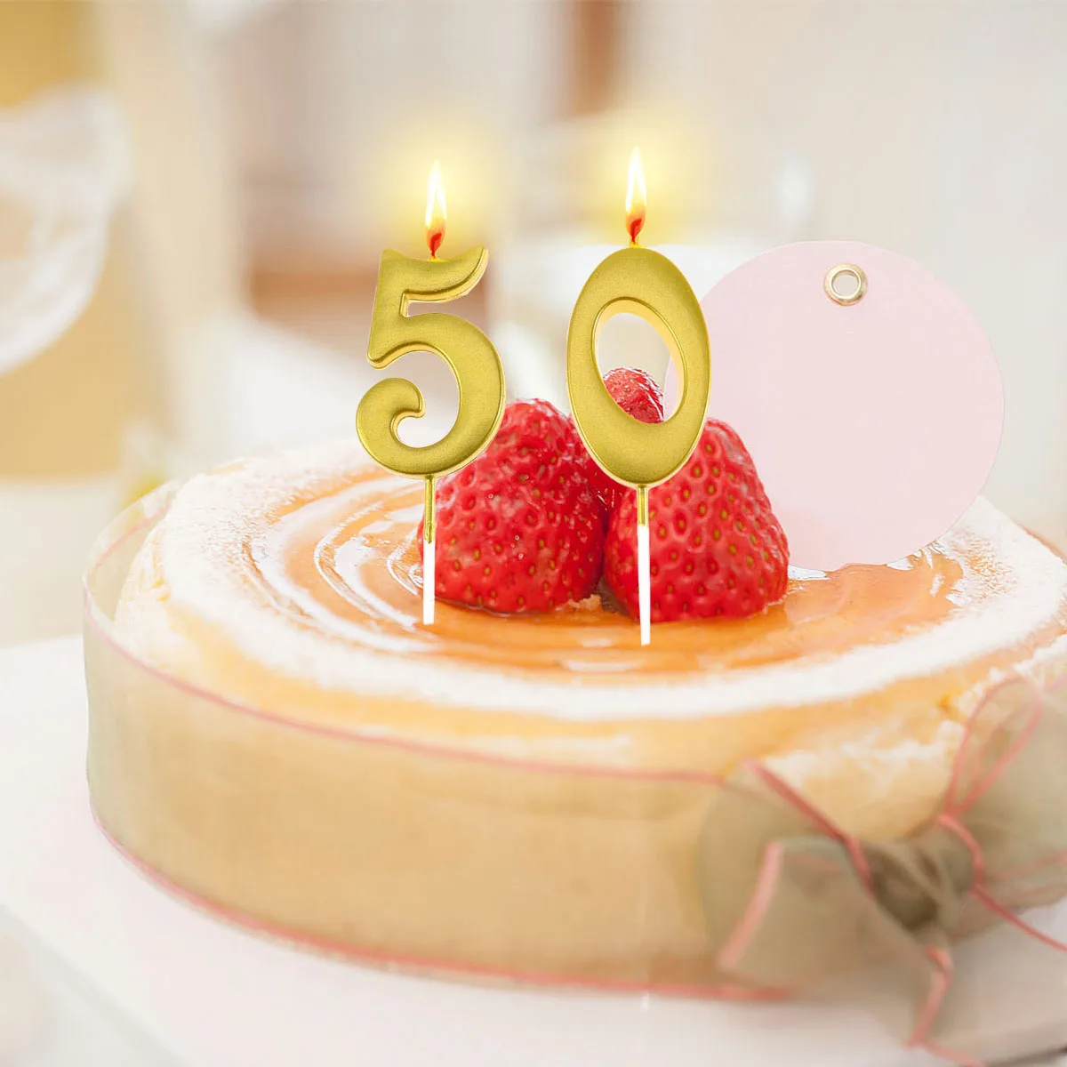 

2Pcs Birthday Number 50 Golden Eco-Friendly Paraffin Decoration Birthday Cake Number Candles Party Supplies