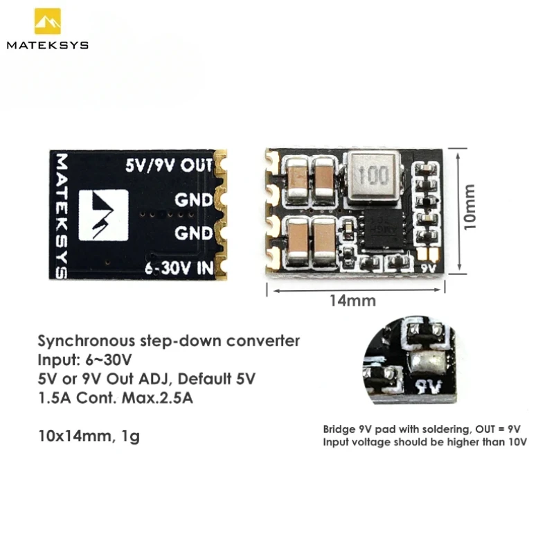 3pcs/6pcs Matek Micro BEC 6S (6-30V) to 5V/9V-ADJ 1.5A Step-Down Regulator for FPV Drones, RC Models & DIY Electronics