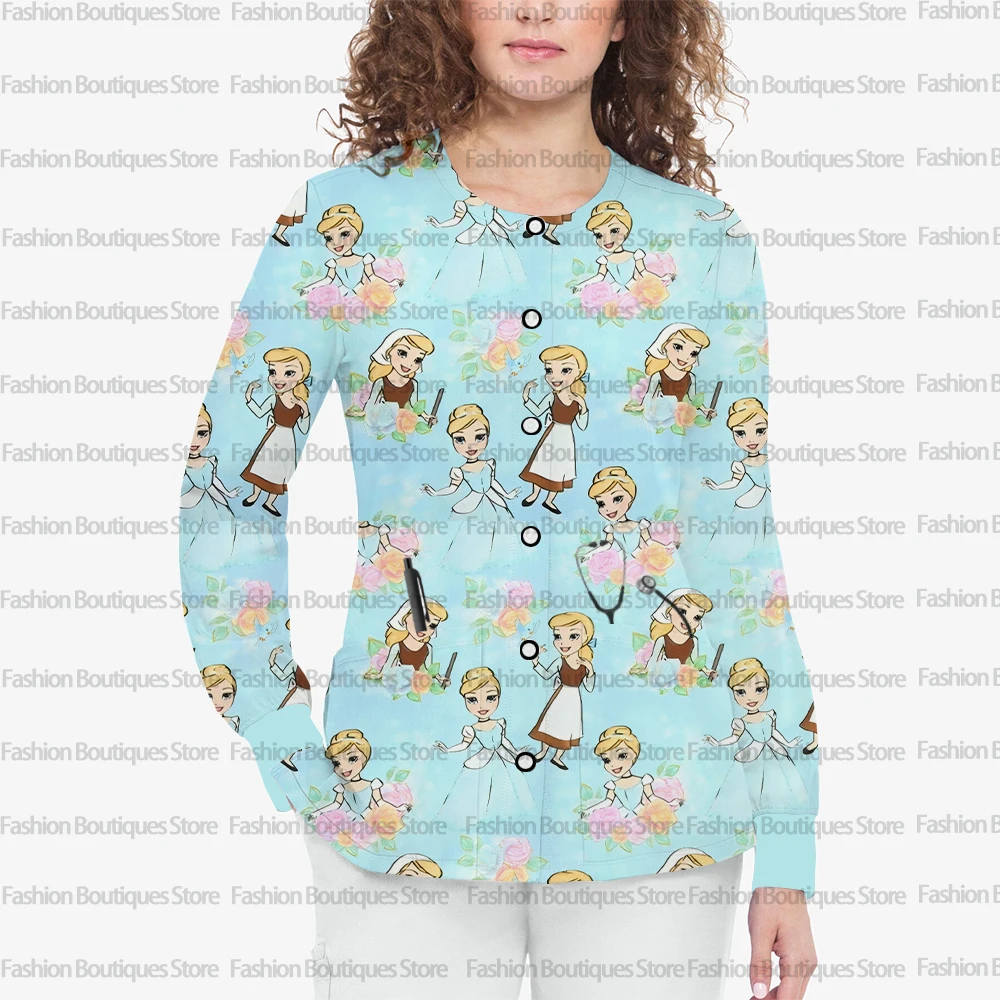 Giacca da donna serie Disney con tasca a maniche lunghe girocollo autunno e inverno giacca smerigliata stampa negozio di animali dentali insegante g e aut