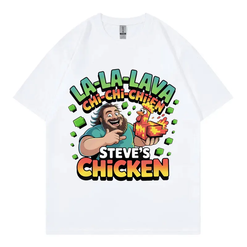 

Steve's Lava Chicken Graphic T Shirts Men Women Casual Loose Short Sleeve T-shirt Harajuku Cartoon Oversized T-shirts Streetwear