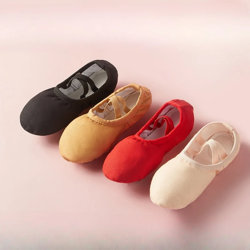 Scarpe da ballo rosa carne per bambini scarpe da ballo stringate zampa di gatto per adulti scarpe con suola morbida scarpe da pratica in tela scarpe da balletto