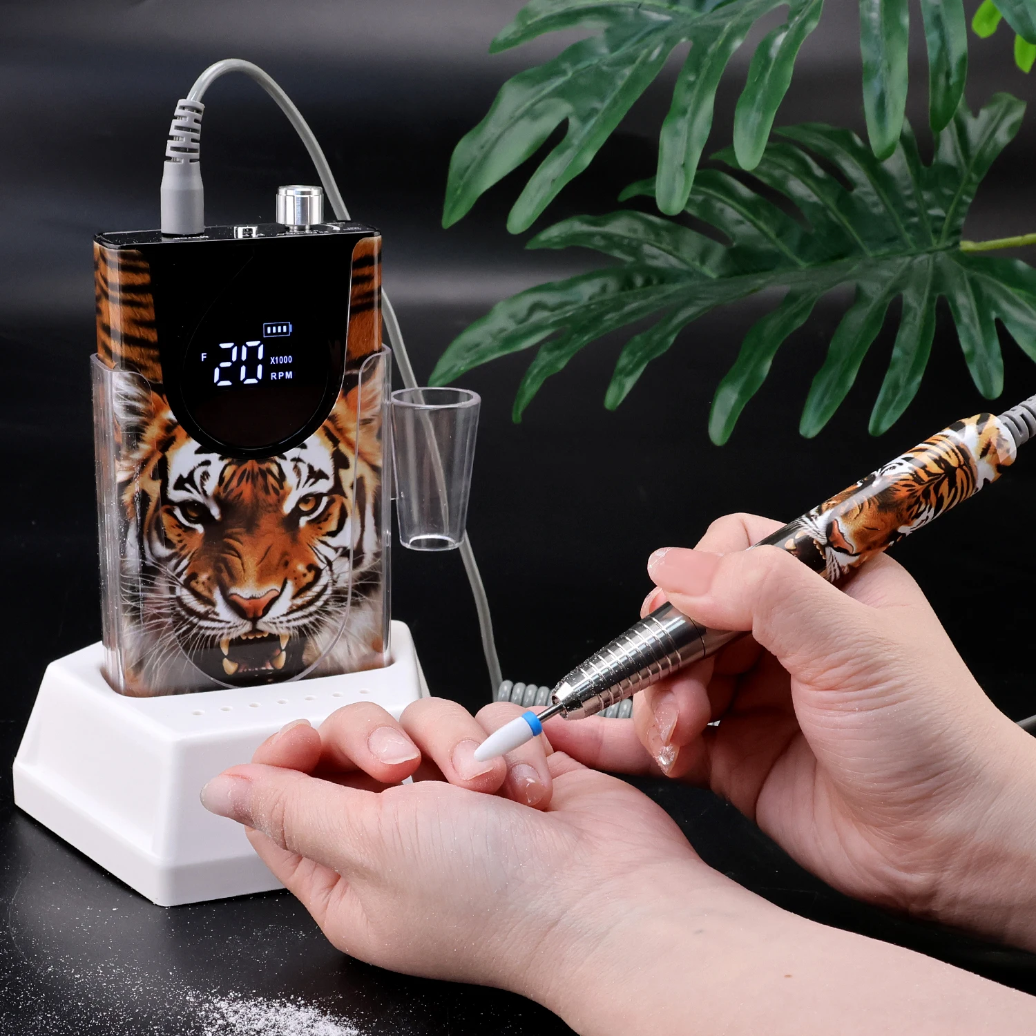 New Special Printing 35K Brushless Cordless Nail Drill Machine 35000RPM Rechargeable Manicure Electric Nail File Portable Base