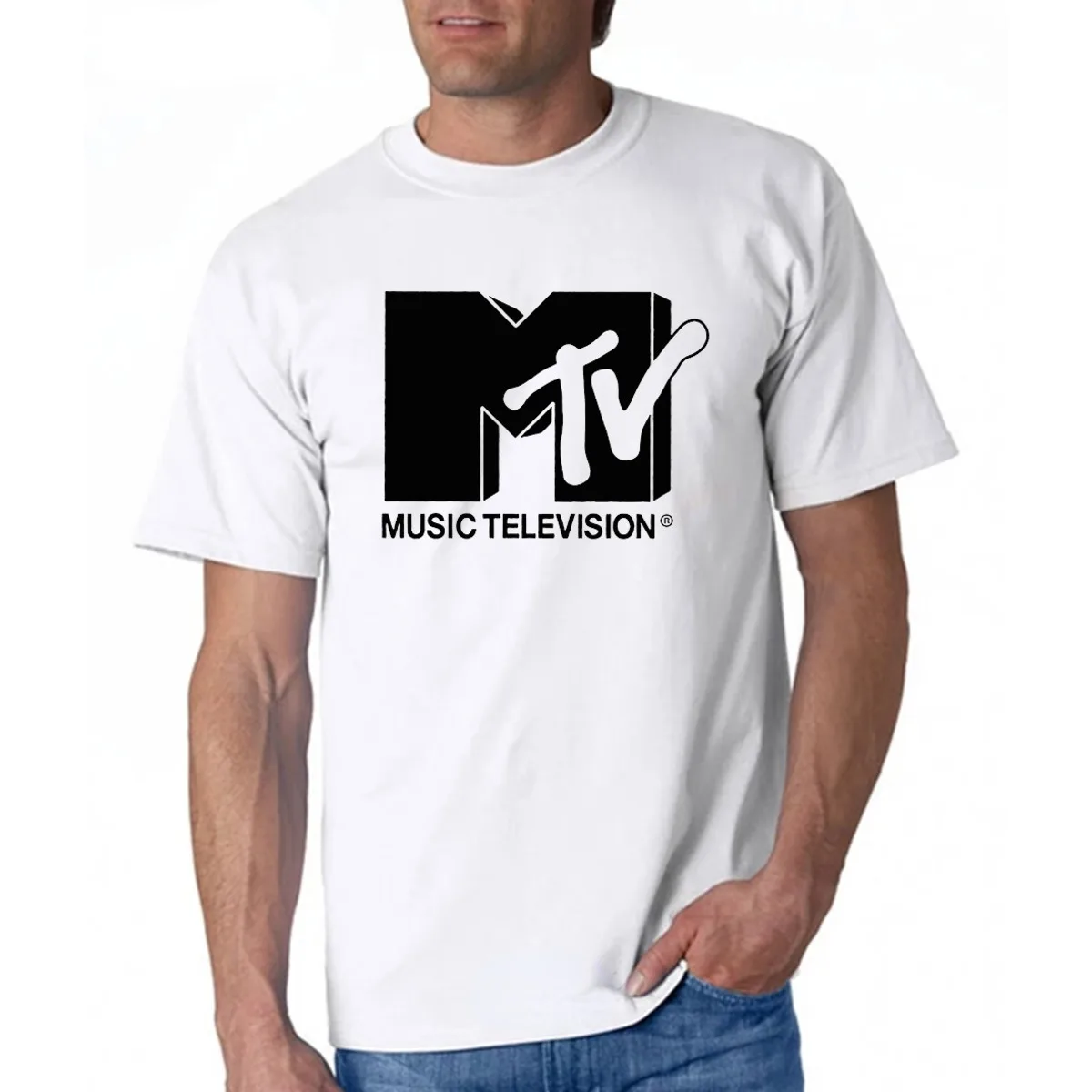 Men Retro T Shirt Mtv Throwback TShirt Vintage 80S 90S Bands Pop Music Tv Culture Tee Oversized Tops Roupas Masculinas Shirt