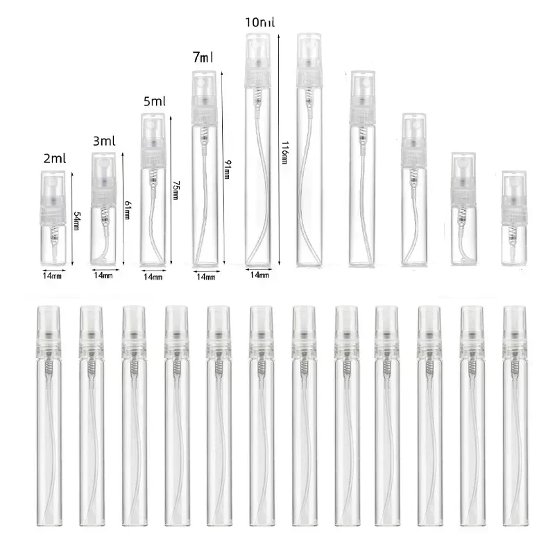 

30Pcs 2ml-10ml Mini Clear Glass Spray Bottles Travel Refillable liquid Atomizer Container Portable Lotion Perfume Sprayer Bottle