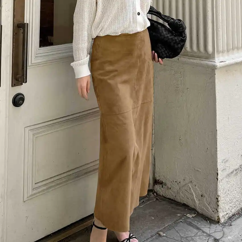 Fall Fashion High Waist Straight Cut Midi Skirt Elegant Casual Long Dress Women's Clothing Commute Style mid Waist A-Line Skirt