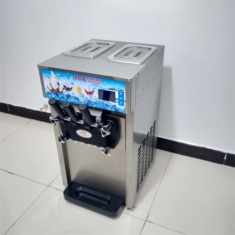 

Commercial Soft Serve Ice Cream Making Machine Three Flavors For Cold Drink Shops Restaurants Desktop Yogurt Icecream Vending