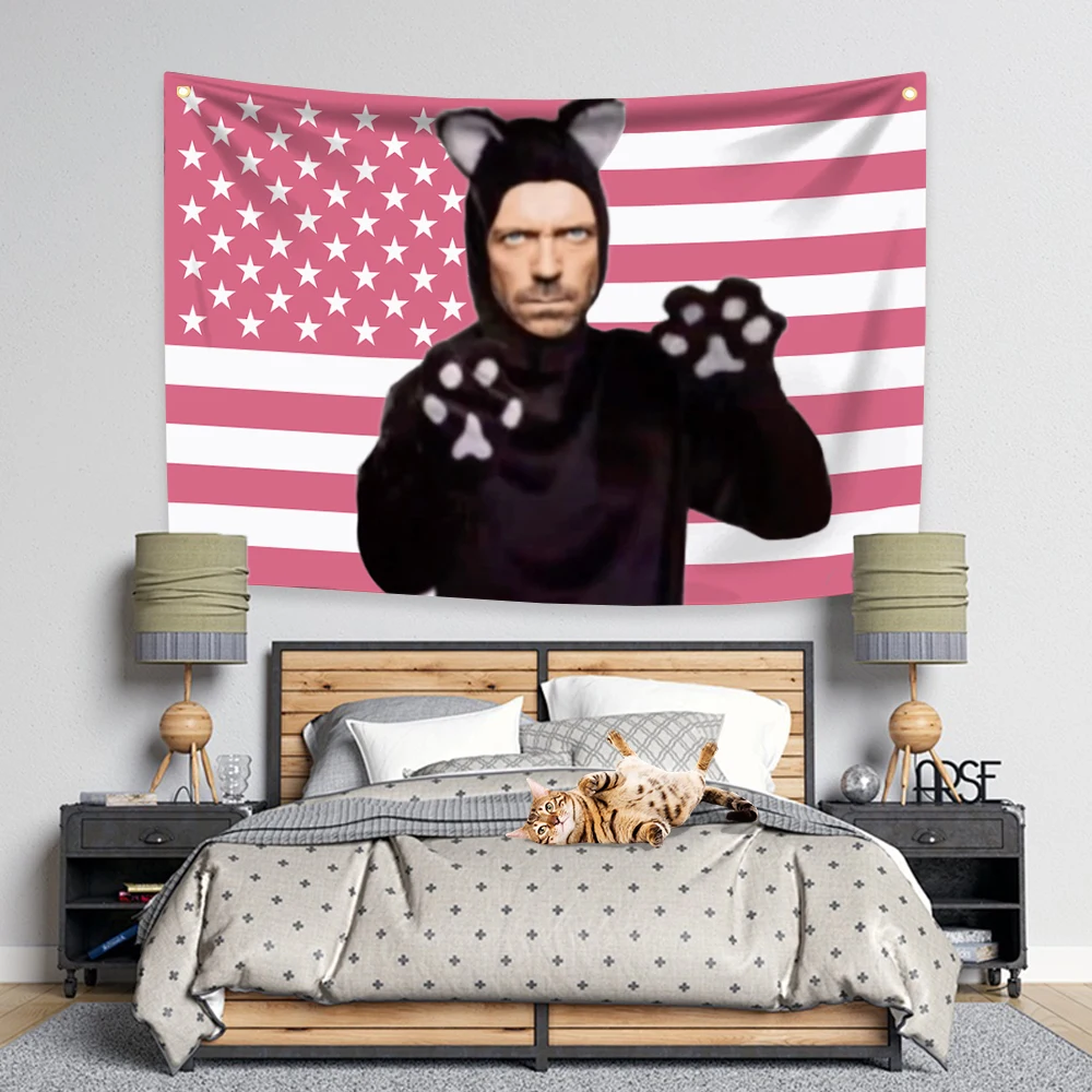 House The Doctor American Flag Four Holes Polyester Digital Prints Tapestry Banner Outdoor Indoor Decoration Room Garage Garde
