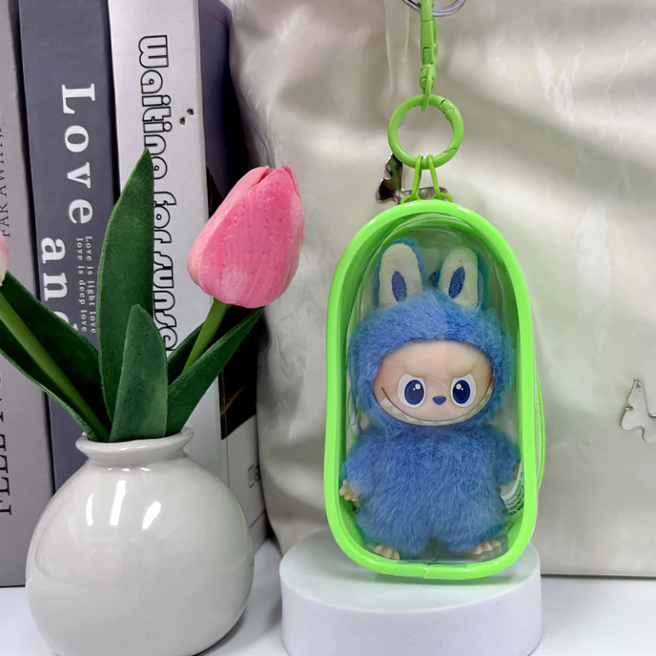 For Mini Labubu Pin For Love V4 Transparent Colorful Protector Case Doll Accessories Plush Doll Display Bag Outdoor Keychain Toy