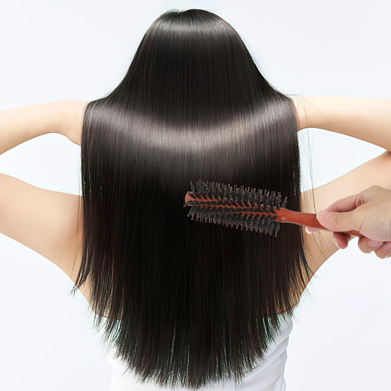 

Boar Bristle Nylon Round Hair Brush Wood Handle Spiral Design For Shine Styling Combs For Women Round Comb