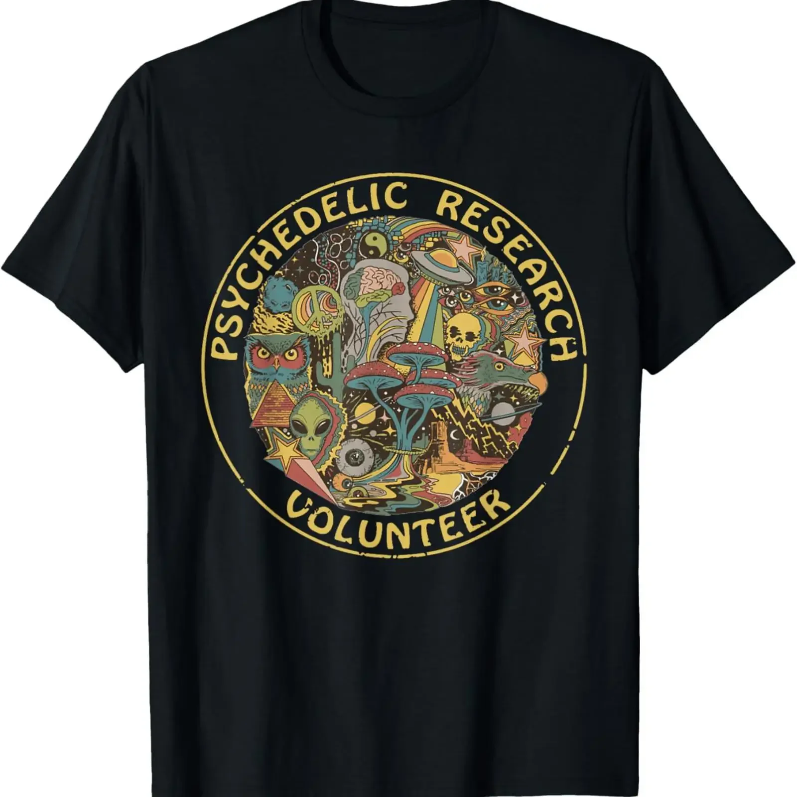 Psychedelic Mushroom _ Research Volunteer T Shirt vintage Washed Top For Everyday Wear Soft Breathable streetwear Casual