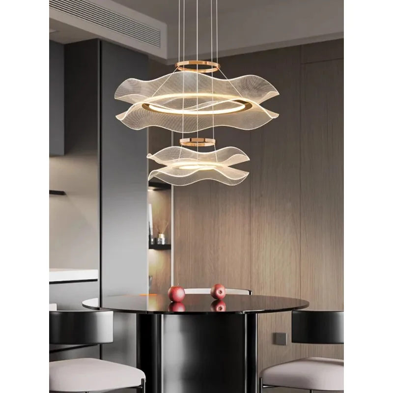 Lotus Acrylic Transparent Pendant Light Home Room Decoration Living Dinning Lamps Fixtures Nordic High-end Luxury LED Chandelier
