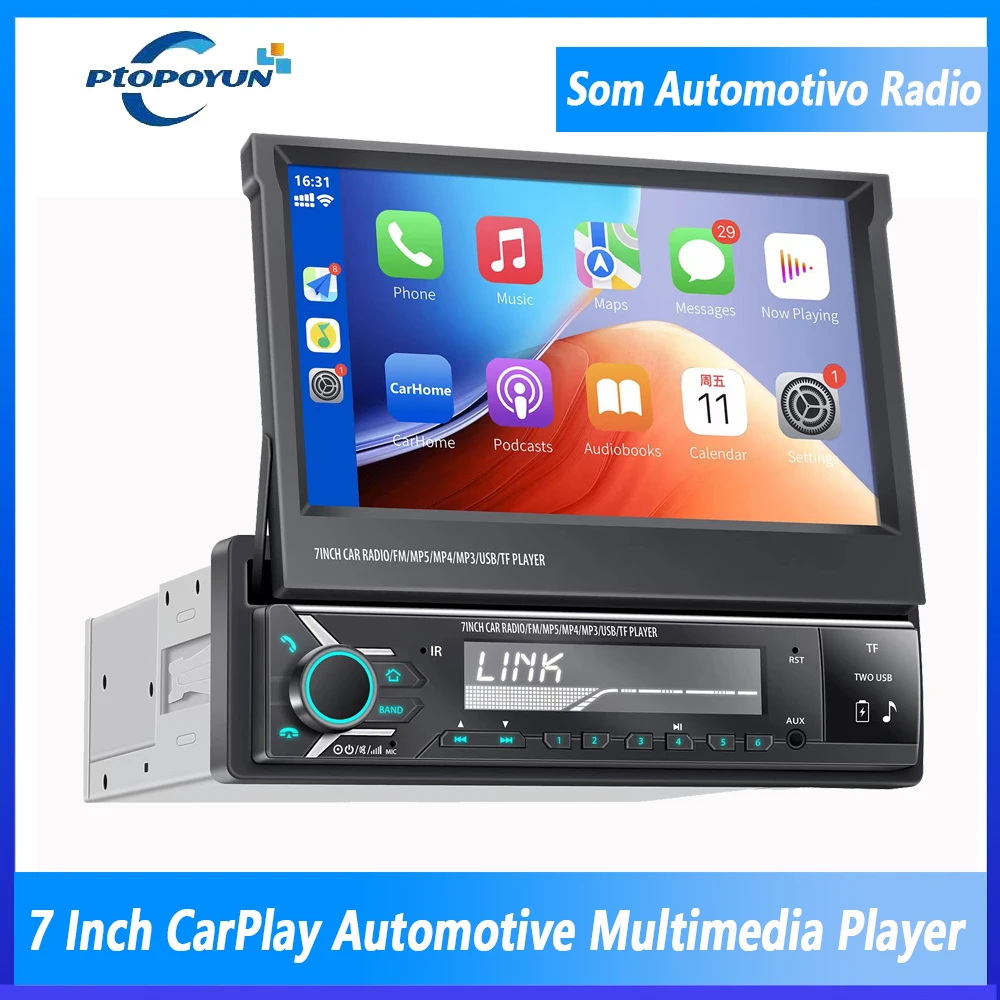 

Ptopoyun Wireless CarPlay 1 Din Car Radio Som Automotivo 7 inch Automotive Multimedia MP5 Player Universal Audio Stereo No DVD