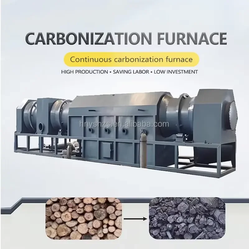 Crusher Continuous Biochar Sawdust Hydrothermal Carbonization Charcoal Carbonization Furnace for Biomass Pyrolysis Plant
