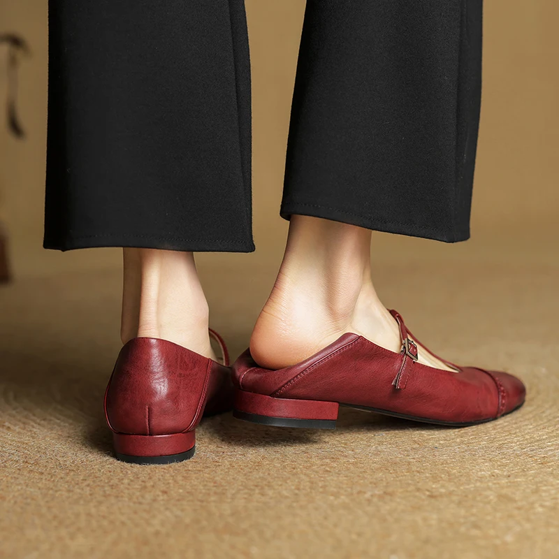 Dilalula 2026 Top Quality Cow Leather women's T-Strap Pumps British Style Med Heels Office Lady Pumps Female Dress Party Shoes view 3
