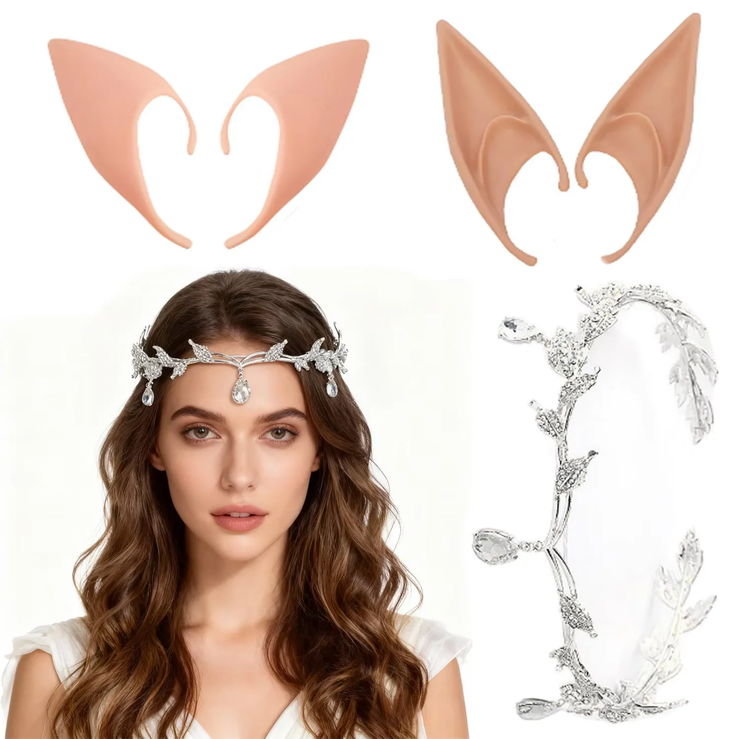 

The PESENAR character costume Elf three-piece set includes elf ears, elf headwear, masquerade, ball, festival and party