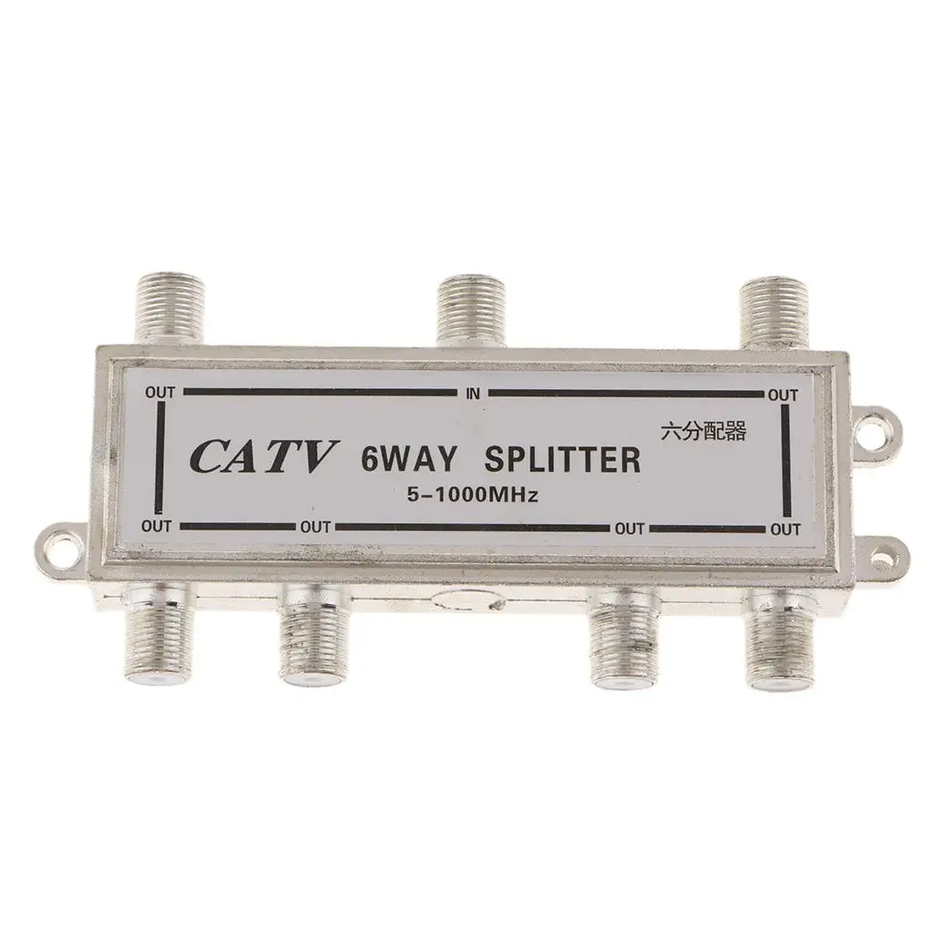 Universal 6 Way Cable TV Splitter Coaxial RG6 Singal Adapter