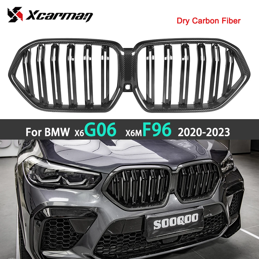 

Real Dry Carbon Fiber Front Bumper Kidney Racing Grille For BMW 4-door X6 G06 X6M F96 Competition 2020-2023 Auto Accessories