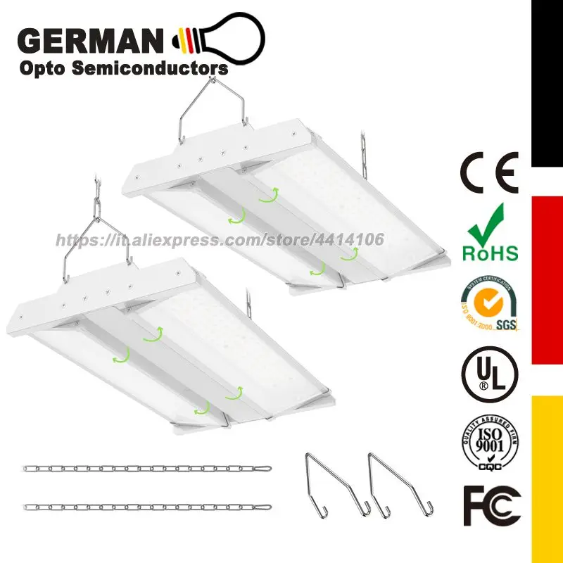 High Bay LED Hanging High Bay Light, Iluminação de garagem comercial para oficina e supermercado, 150W, 20250lm