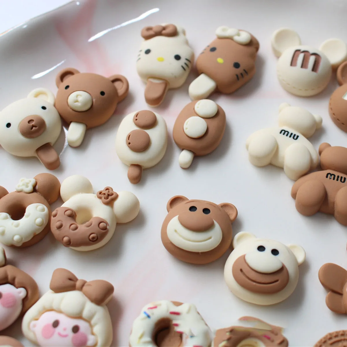 100pcs/lot Resin Cat Cake Snack Ice Cream Bear 3D patches diy decoration crafts phone hair accessories wholesale