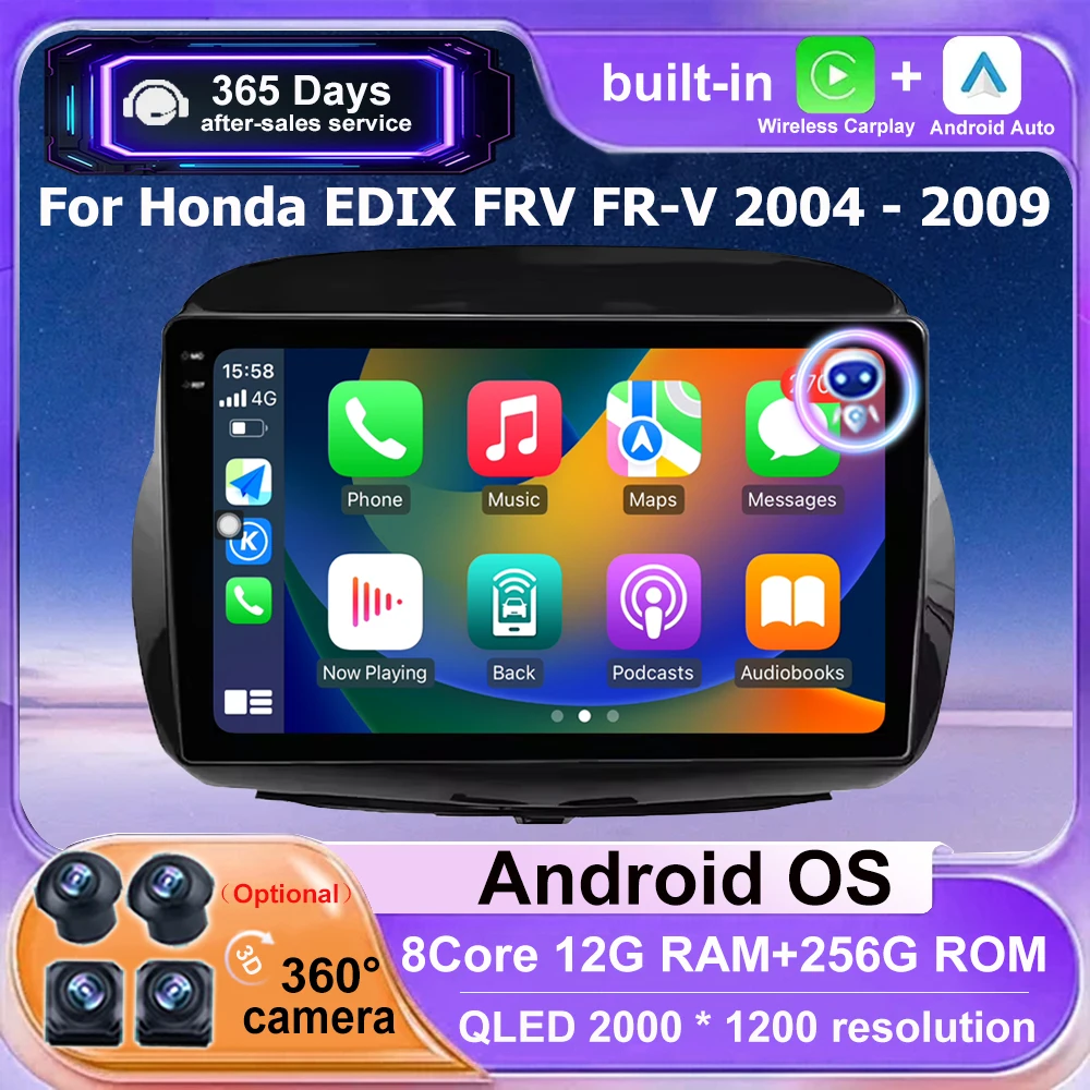 Android 16 Auto For Honda EDIX FRV FR-V 2004 - 2009 Car Radio Multimedia Video Player GPS Navigation Stereo Bluetooth DSP 10''