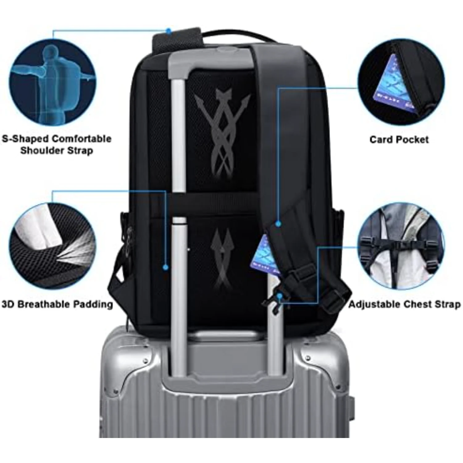 FENRUIEN Business Travel Laptop Backpack 15.6 Inch, Expandable Water Resistant with USB Port and for College/Work